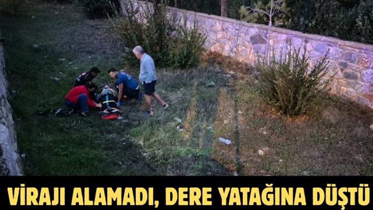 Virajı Alamadı, Dere Yatağına Düştü