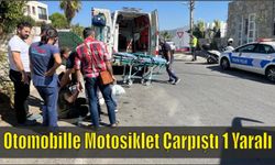 Otomobille Motosiklet Çarpıştı 1 Yaralı