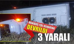 Minibüs yol kenarına devrildi 3 yaralı