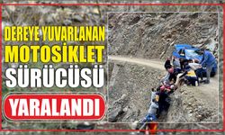 Dereye yuvarlanan motosiklet sürücüsü yaralandı