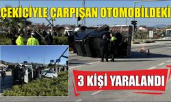 Çekiciyle çarpışan otomobildeki 3 kişi yaralandı