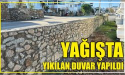 Yağışta Yıkılan Duvar Yapıldı