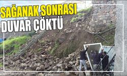 Sağanak sonrası duvar çöktü