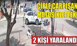 Ciple çarpışan motosikletteki 2 kişi yaralandı