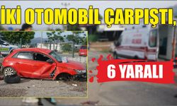 İki otomobil çarpıştı, 6 yaralı