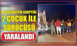 Motosikletin çarptığı 2 çocuk ile sürücüsü yaralandı