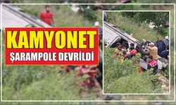 Kamyonet şarampole devrildi