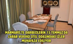 Marmaris'te darbecilerin 15 Temmuz'da zarar verdiği otel odasındaki izler muhafaza ediliyor