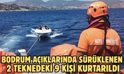 Bodrum açıklarında sürüklenen 2 teknedeki 9 kişi kurtarıldı
