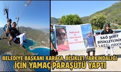 Belediye Başkanı Karaca, bisiklet farkındalığı için yamaç paraşütü yaptı