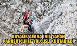 Kayalık alana iniş yapan paraşütçü ile yolcusu kurtarıldı