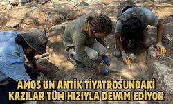 Amos'un antik tiyatrosundaki kazılar tüm hızıyla devam ediyor