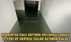 Bodrum'da isale hattının patlaması sonucu iş yeri ve deposu sular altında kaldı