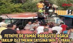 Fethiye'de yamaç paraşütü ağaca takılıp işletmenin çatısına indi: 1 yaralı
