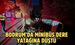 Bodrum’da Minibüs Dere Yatağına Düştü