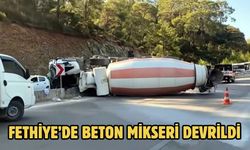 Fethiye’de beton mikseri devrildi