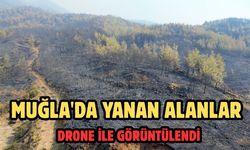 Muğla'da yanan alanlar drone ile görüntülendi