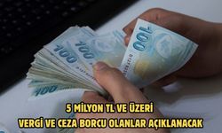 5 milyon TL ve üzeri vergi ve ceza borcu olanlar açıklanacak