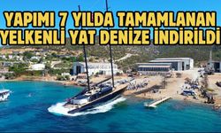 Yapımı 7 yılda tamamlanan yelkenli yat denize indirildi