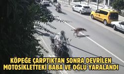 Köpeğe çarptıktan sonra devrilen motosikletteki baba ve oğlu yaralandı