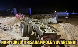 Nar yüklü TIR şarampole yuvarlandı