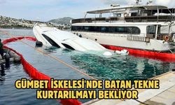 Gümbet İskelesi'nde Batan Tekne Kurtarılmayı Bekliyor
