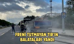 Freni tutmayan TIR’ın balataları yandı