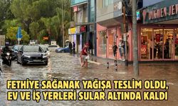 Fethiye sağanak yağışa teslim oldu, ev ve iş yerleri sular altında kaldı