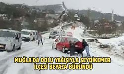 Muğla'da dolu yağışıyla Seydikemer ilçesi beyaza büründü
