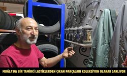 Muğla'da bir tamirci lastiklerden çıkan parçaları koleksiyon olarak saklıyor