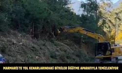 Marmaris'te yol kenarlarındaki bitkiler öğütme aparatıyla temizleniyor