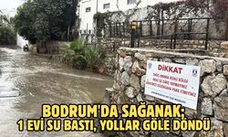 Bodrum'da sağanak; 1 evi su bastı, yollar göle döndü