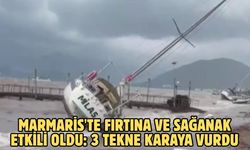 Marmaris'te fırtına ve sağanak etkili oldu 3 tekne karaya vurdu