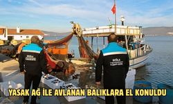 Yasak ağ ile avlanan balıklara el konuldu