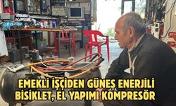 Emekli işçiden güneş enerjili bisiklet, el yapımı kompresör