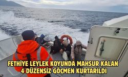 Fethiye Leylek koyunda mahsur kalan 4 düzensiz göçmen kurtarıldı