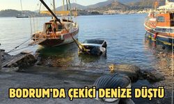 Bodrum’da Çekici Denize Düştü