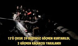 13’ü çocuk 29 düzensiz göçmen kurtarıldı, 2 göçmen kaçakçısı yakalandı