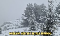 Muğla'da Göktepe beyaza büründü