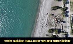 Fethiye sahilinde imara aykırı yapıların yıkımı sürüyor