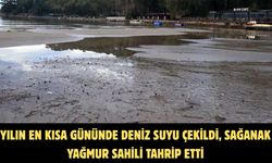 Yılın en kısa gününde deniz suyu çekildi, sağanak yağmur sahili tahrip etti