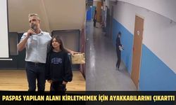 Paspas yapılan alanı kirletmemek için ayakkabılarını çıkarttı