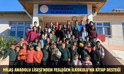 Milas Anadolu Lisesi’nden Fesleğen İlkokulu’na kitap desteği
