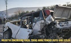 Milas'ta zincirleme kaza, Tofaş araç teneke kutu gibi ezildi