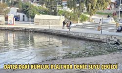 Datça'daki Kumluk Plajı'nda deniz suyu çekildi