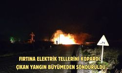 Fırtına elektrik tellerini kopardı, çıkan yangın büyümeden söndürüldü