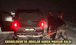 Kavaklıdere'de araçlar karda mahsur kaldı
