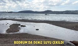 Bodrum'da deniz suyu çekildi