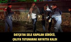 Datça’da sele kapılan sürücü, çalıya tutunarak hayatta kaldı