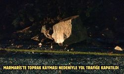 Marmaris'te toprak kayması nedeniyle yol trafiğe kapatıldı